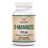 Capsules D Mannose 500 mg Double Wood dans une bouteille, soutien potentiel pour la santé urinaire.