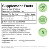 Double Wood Glucosamine Chondroitine - étiquette indiquant dosage et ingrédients
