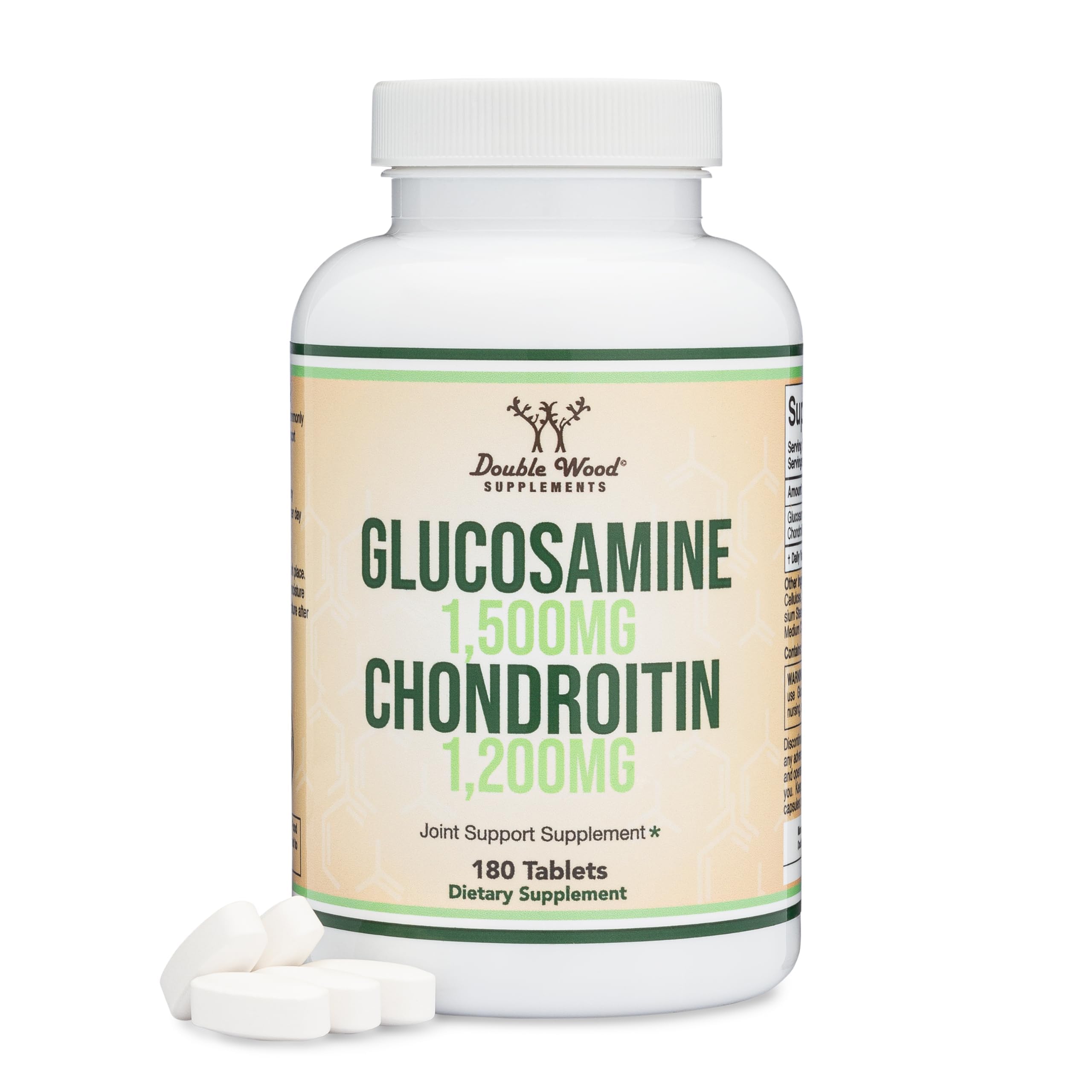 Double Wood Glucosamine Chondroitine - bouteille de comprimés soutenant les articulations