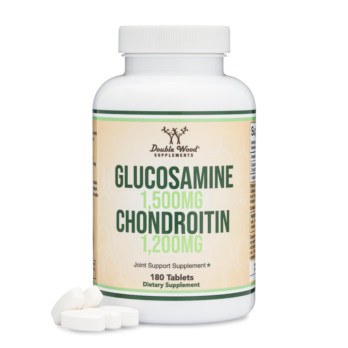 Double Wood Glucosamine Chondroitine - bouteille de comprimés soutenant les articulations