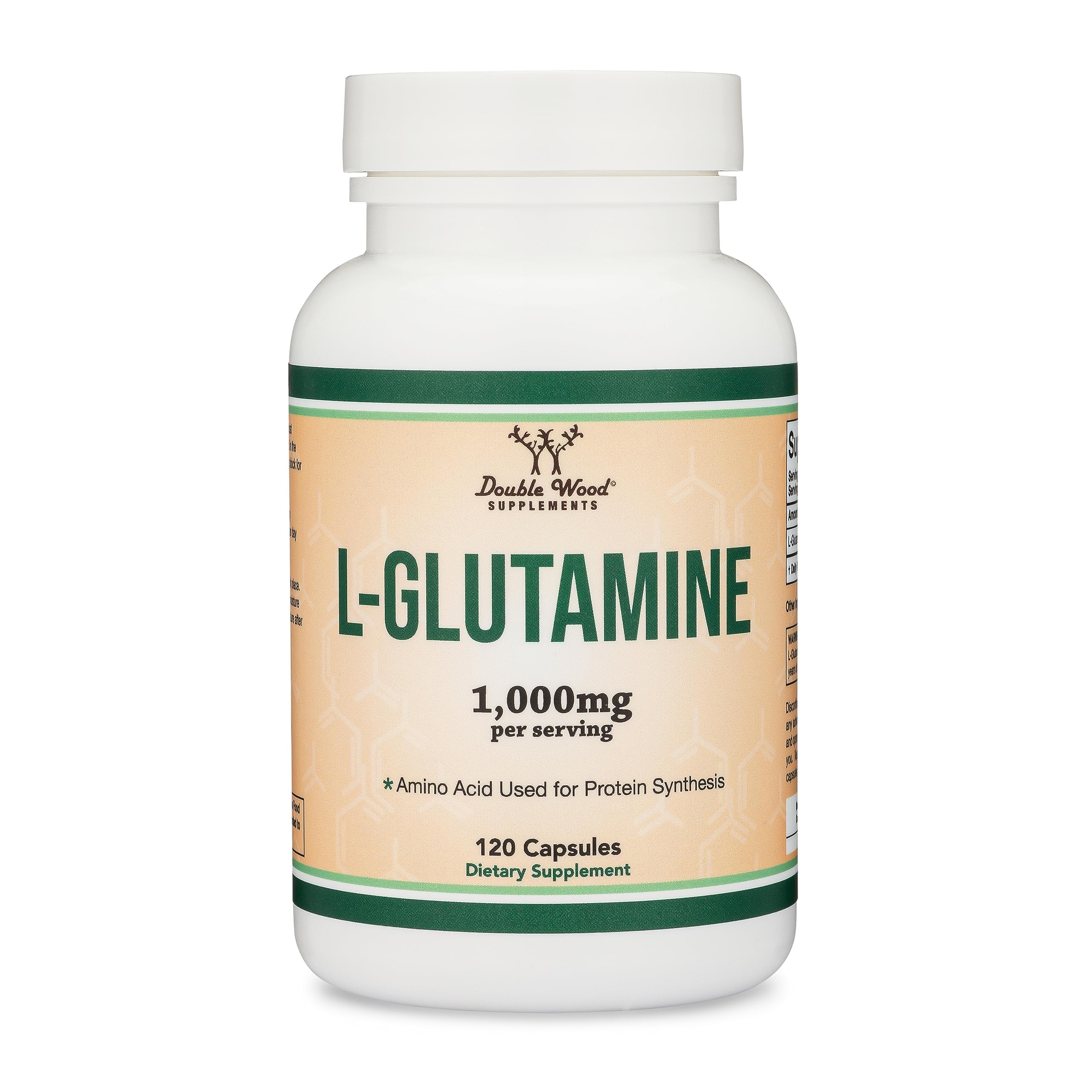 Double Wood Glutamine, fiole-pratique, format 60 portions pour régime keto et vegan.