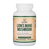 Capsules Lion’s Mane Double Wood sur emballage, soutien immunitaire et concentration.
