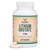 Double Wood Lithium Orotate, bouteille de 210 capsules, prête à l'emploi pour votre routine.