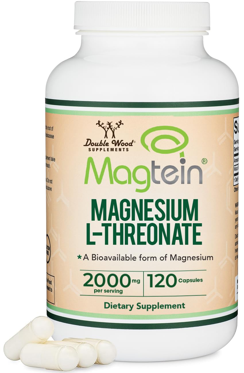 Double Wood Magtein bouteille: emballage clair et soutien potentiel du cerveau.
