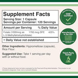 Double Wood Methylfolate: capsules de 1000 µg, prise facile au quotidien.