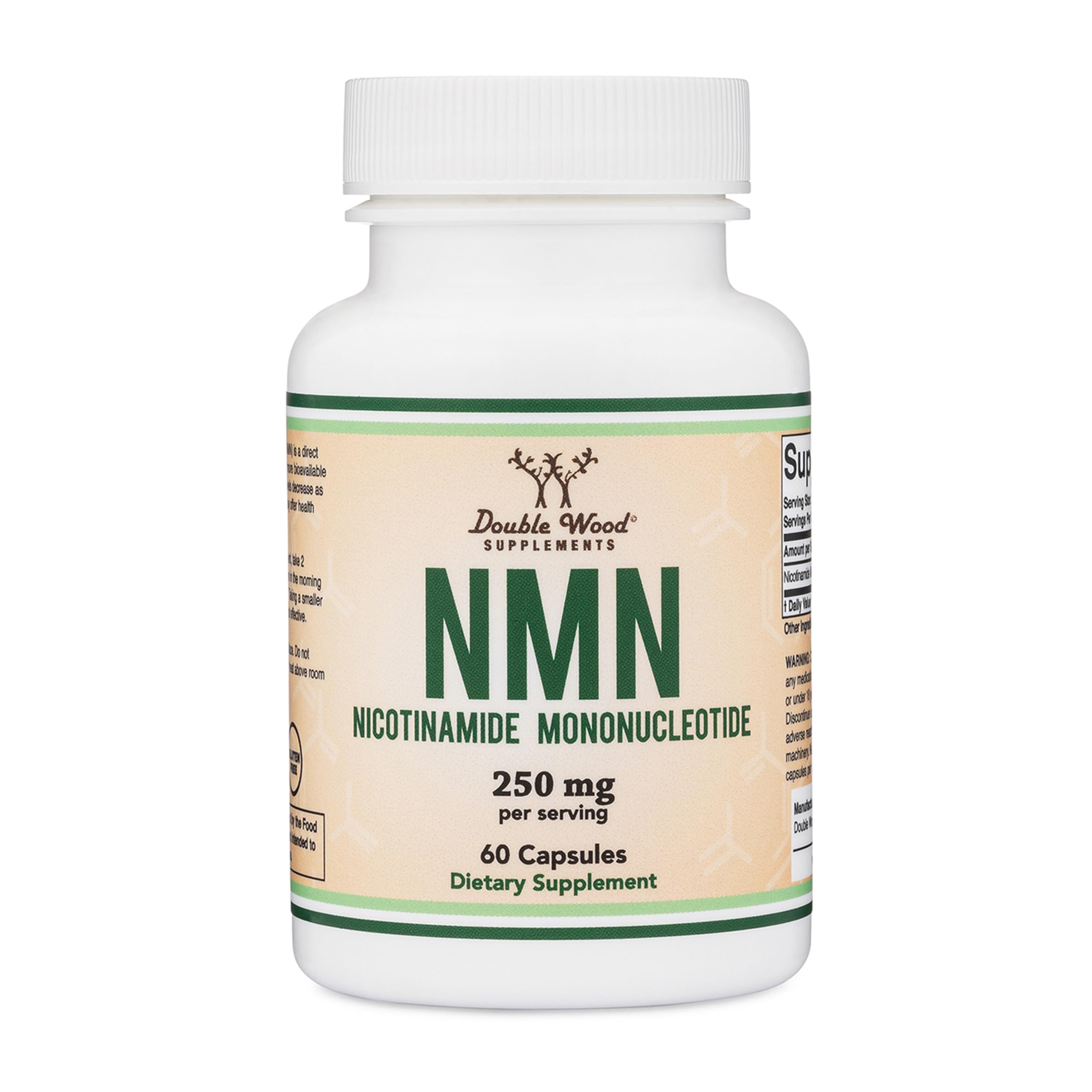 Double Wood NMN 250mg, bouteille de 60 gélules prête à l'emploi