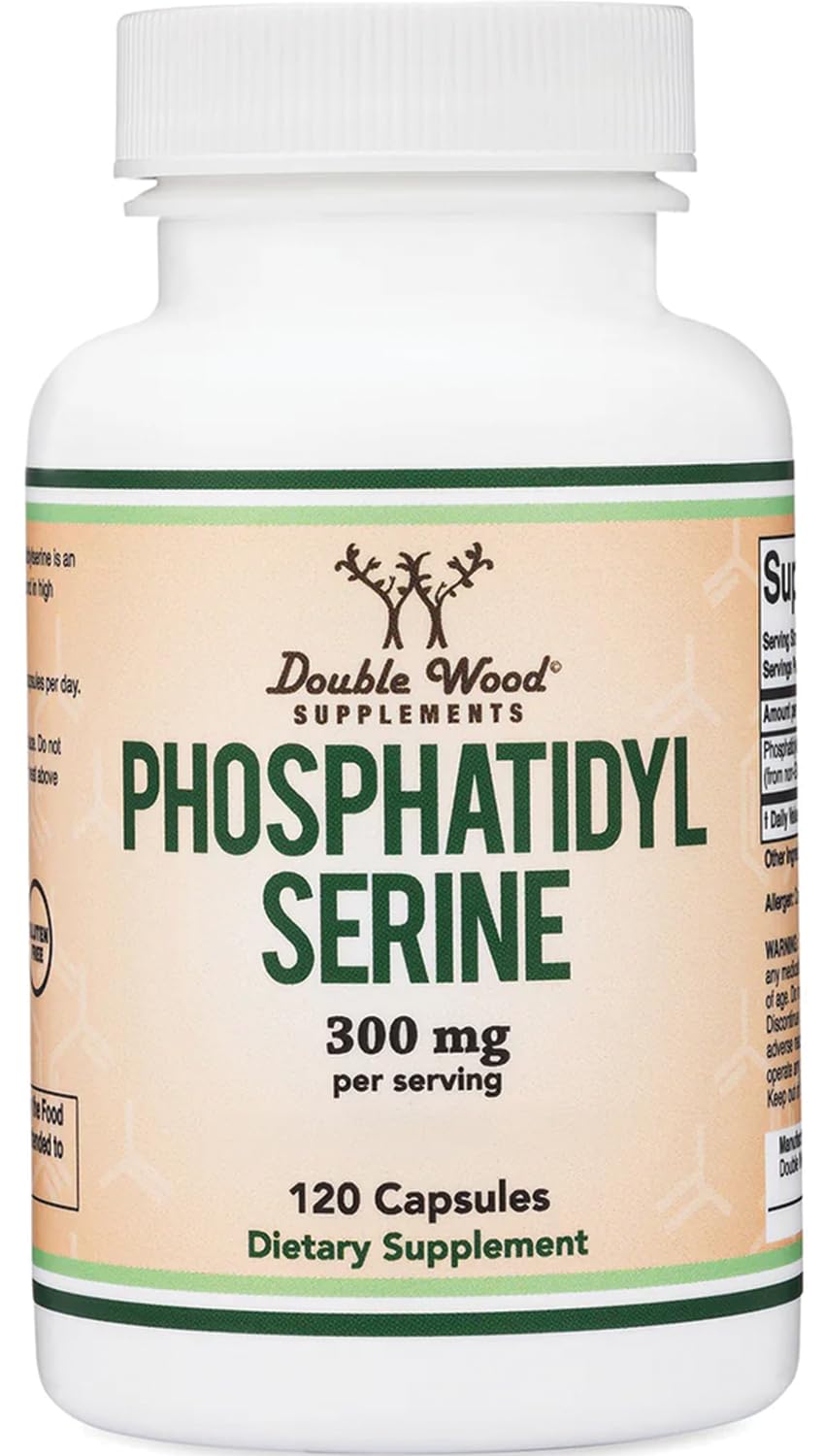 Bouteille Double Wood Phosphatidylserine et focalisation sur la concentration possible.