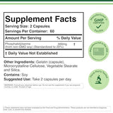Etiquette Double Wood Phosphatidylserine indiquant origine États-Unis et sans OGM.