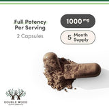 Etiquette lisible indiquant le ratio 4:1 et 1000 mg par portion.