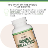 Tableau nutrition Double Wood Rhodiola Rosea, dosage et ingrédients