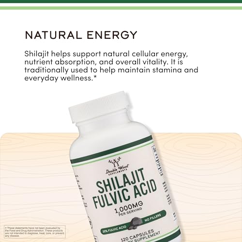 Gélules Double Wood Shilajit sans remplisseurs pour une consommation simple.