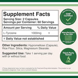 L-Tyrosine capsules véganes: faciles à ajouter pour le focus quotidien.