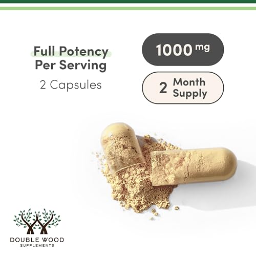 Double Wood Suppléments – Crinière de lion, champignon pour la concentration potentielle et le bien-être.