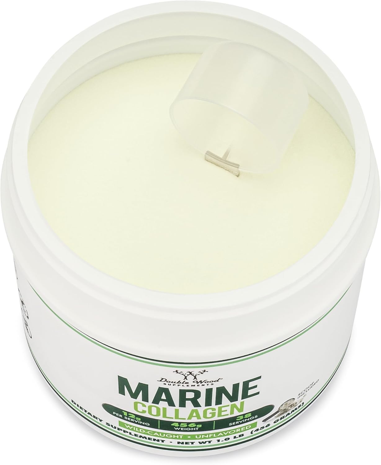 Double Wood Supplements collagene marin dissolution rapide dans une boisson.