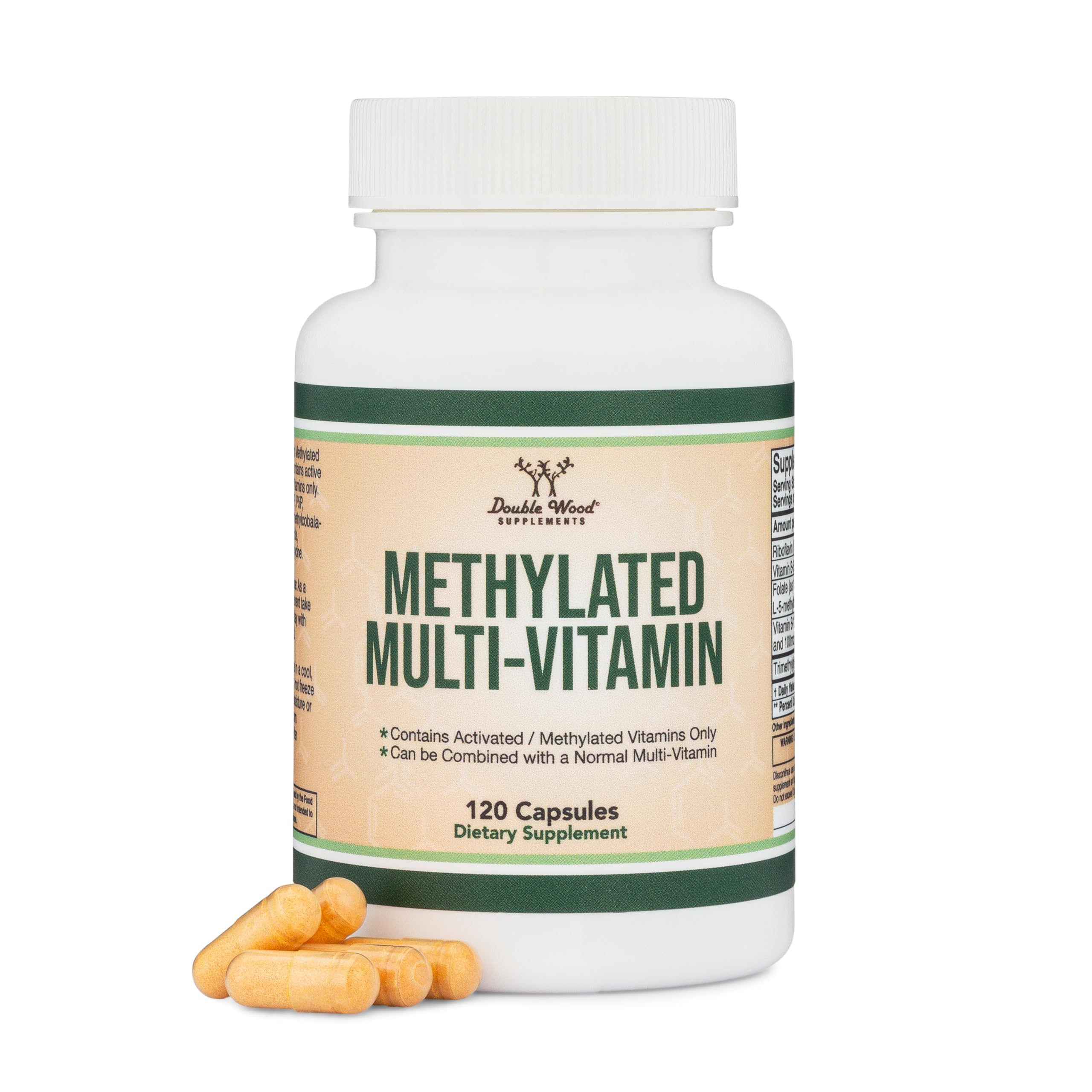 Double Wood Supplements multivitamine méthylée – bouteille: absorption rapide grâce à des vitamines actives