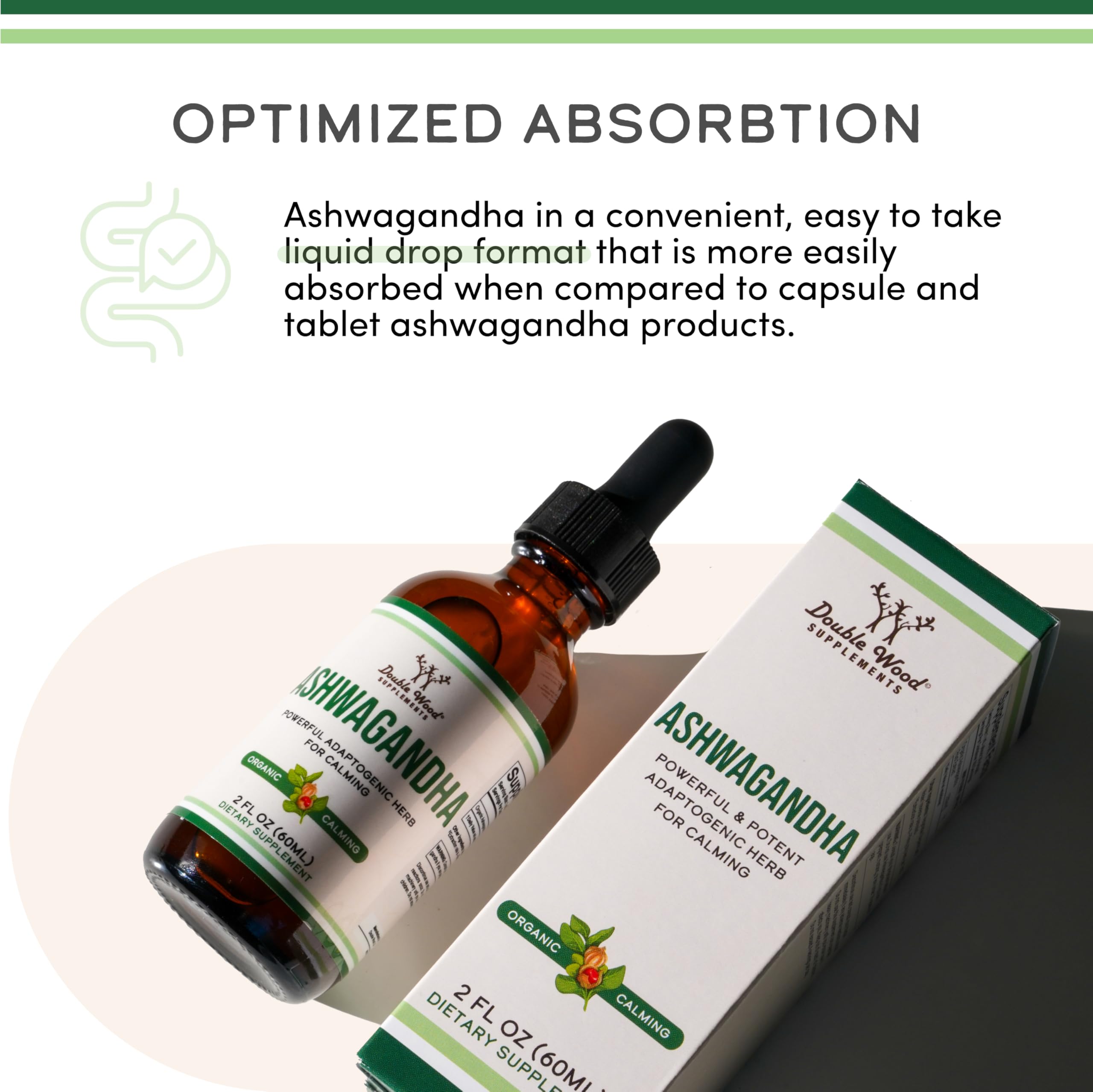 Double Wood Ashwagandha non-GMO choix transparent et responsable.
