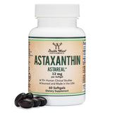 Double Wood Astaxanthin, bouteille 12 mg, soutien potentiel à la peau et à la vue.