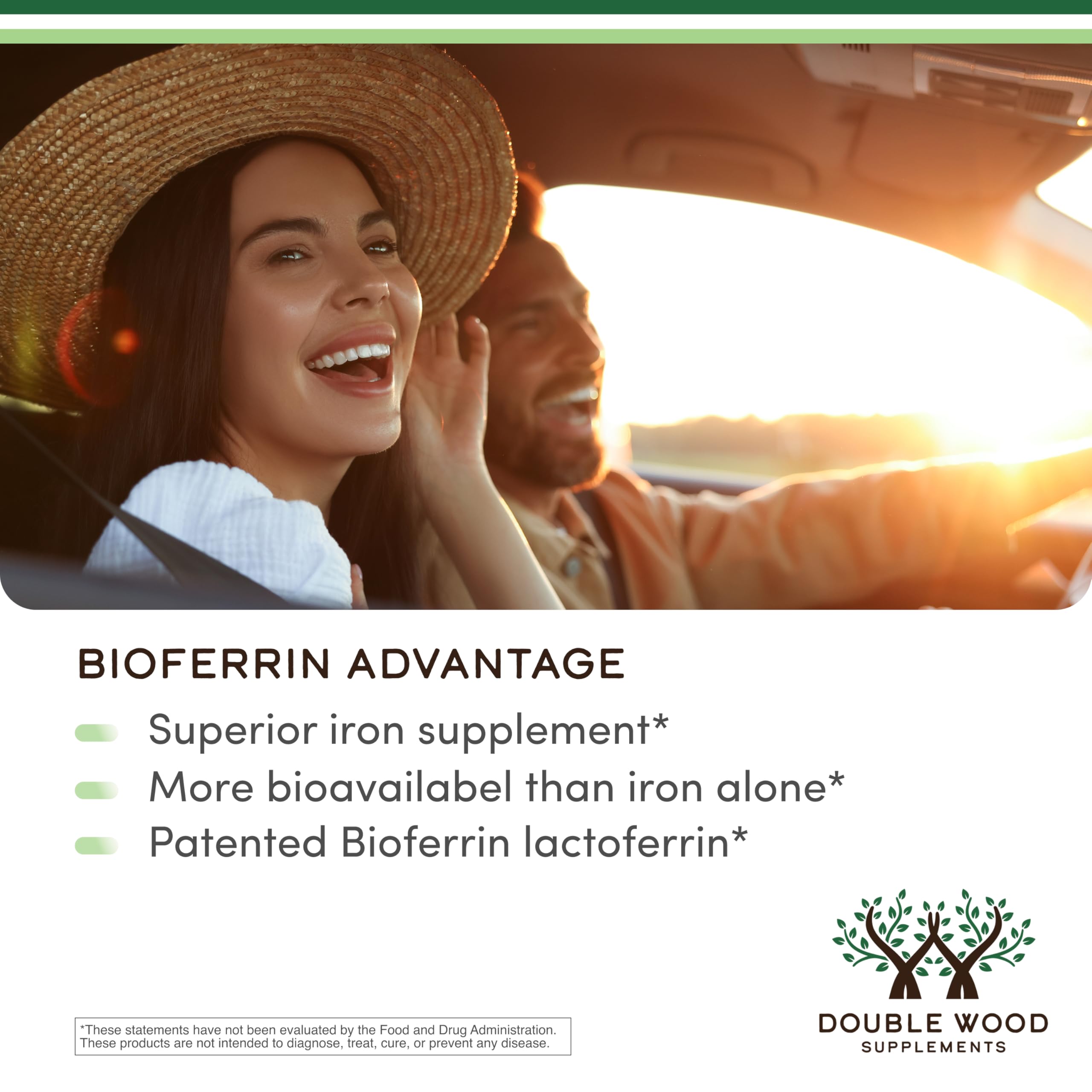 Étiquette Lactoferrine Bioferrin avec informations d’utilisation.
