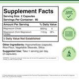 Double Wood Magnésium Citrate 800 mg – étiquette claire et informations pour vérifier ingrédients.