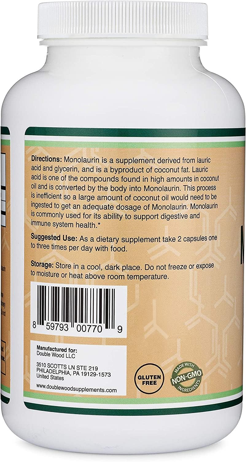 Double Wood Monolaurin, emballage USA certifié, traçabilité et contrôle de qualité.