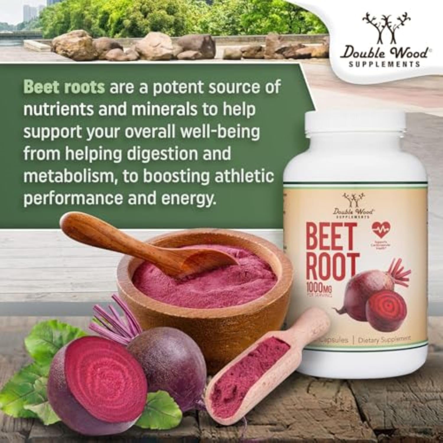 Double Wood Betterave — la texture poudre illustre une utilisation culinaire et des bienfaits potentiels.