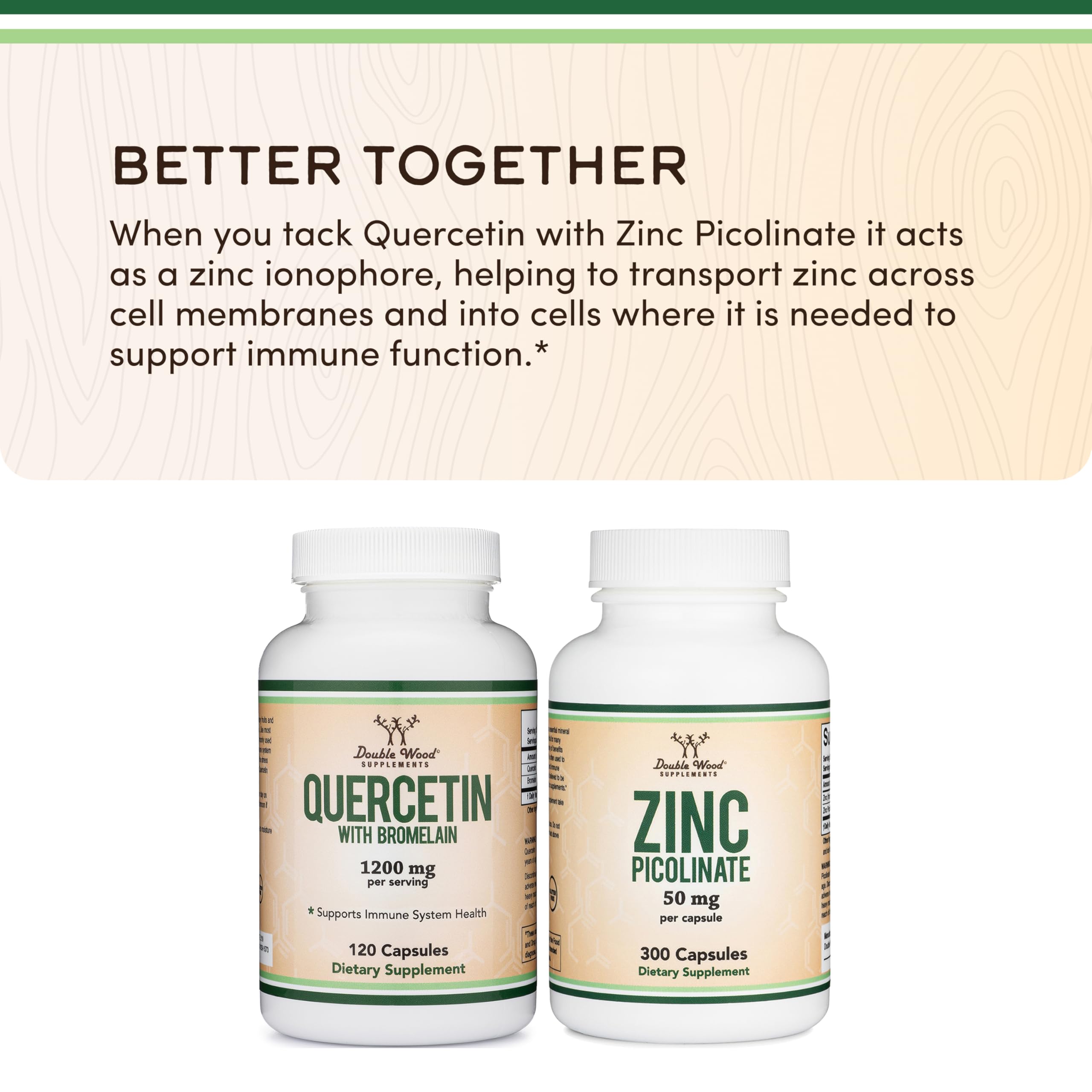 Dose recommandée de 1000 mg Quercetine + 200 mg Bromélaïne dans une capsule