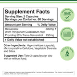 Double Wood Resveratrol – gélules végétariennes visibles, formulation sans gélatine