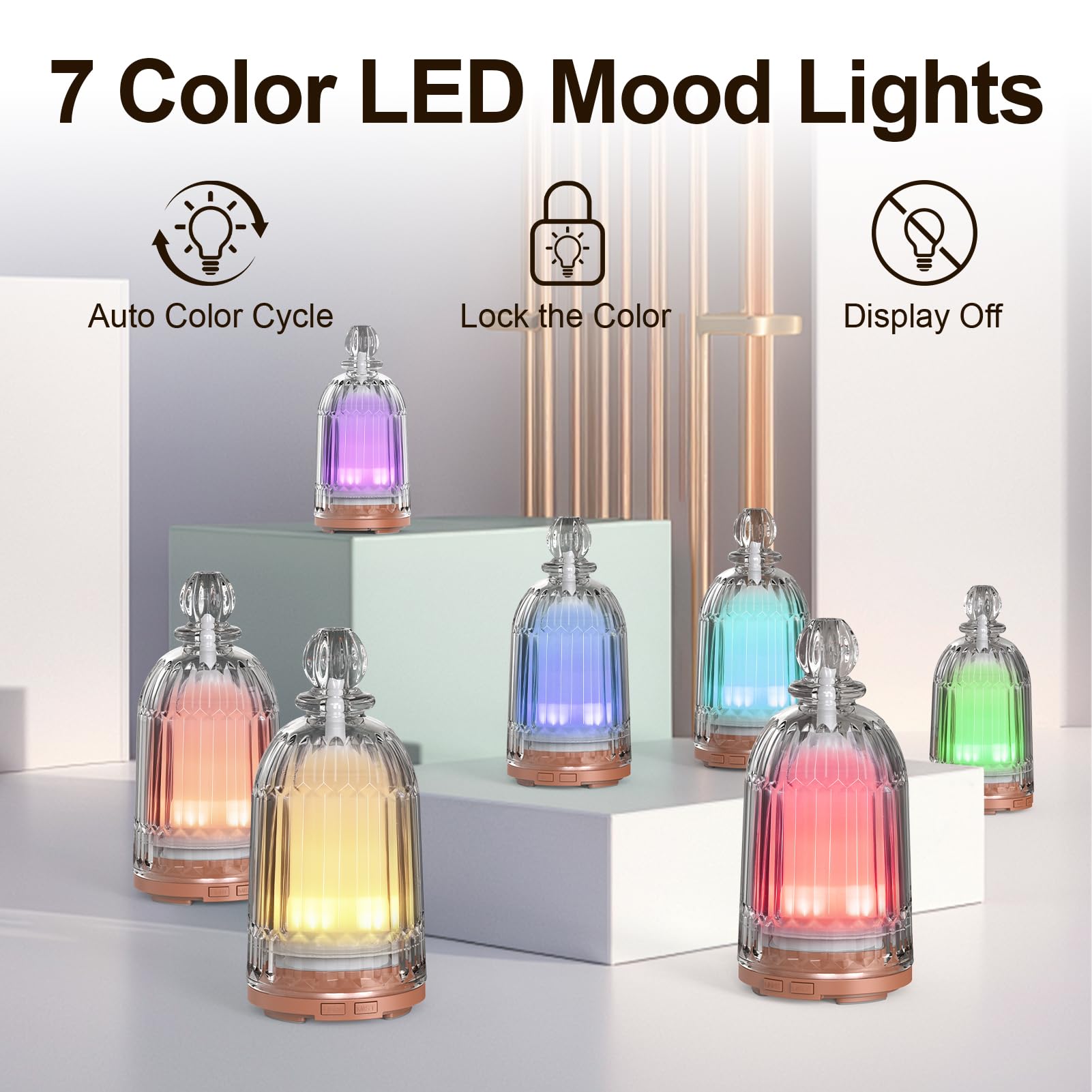 DOUDING diffuseur, couvercle en verre transparent, remplissage facile.