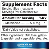 Douglas Laboratories L-Méthionine affiche l'étiquette-produit avec des informations claires sur le complément.