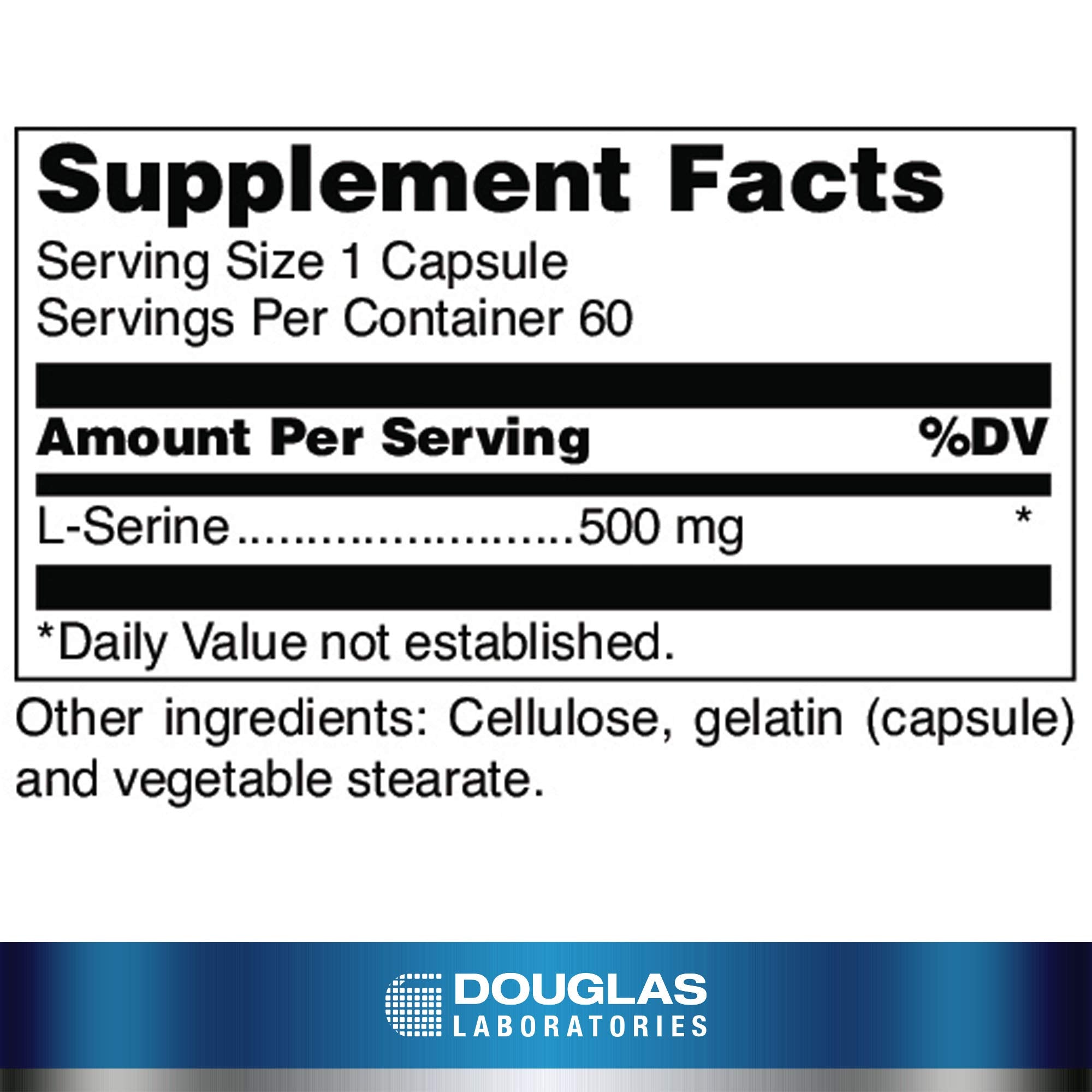 Douglas Laboratories L-Serine : etiquette claire sur l'emballage, identification rapide.