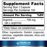 Douglas Laboratories L-Arginine 700 mg – Étiquette claire facilitant la planification de prise.