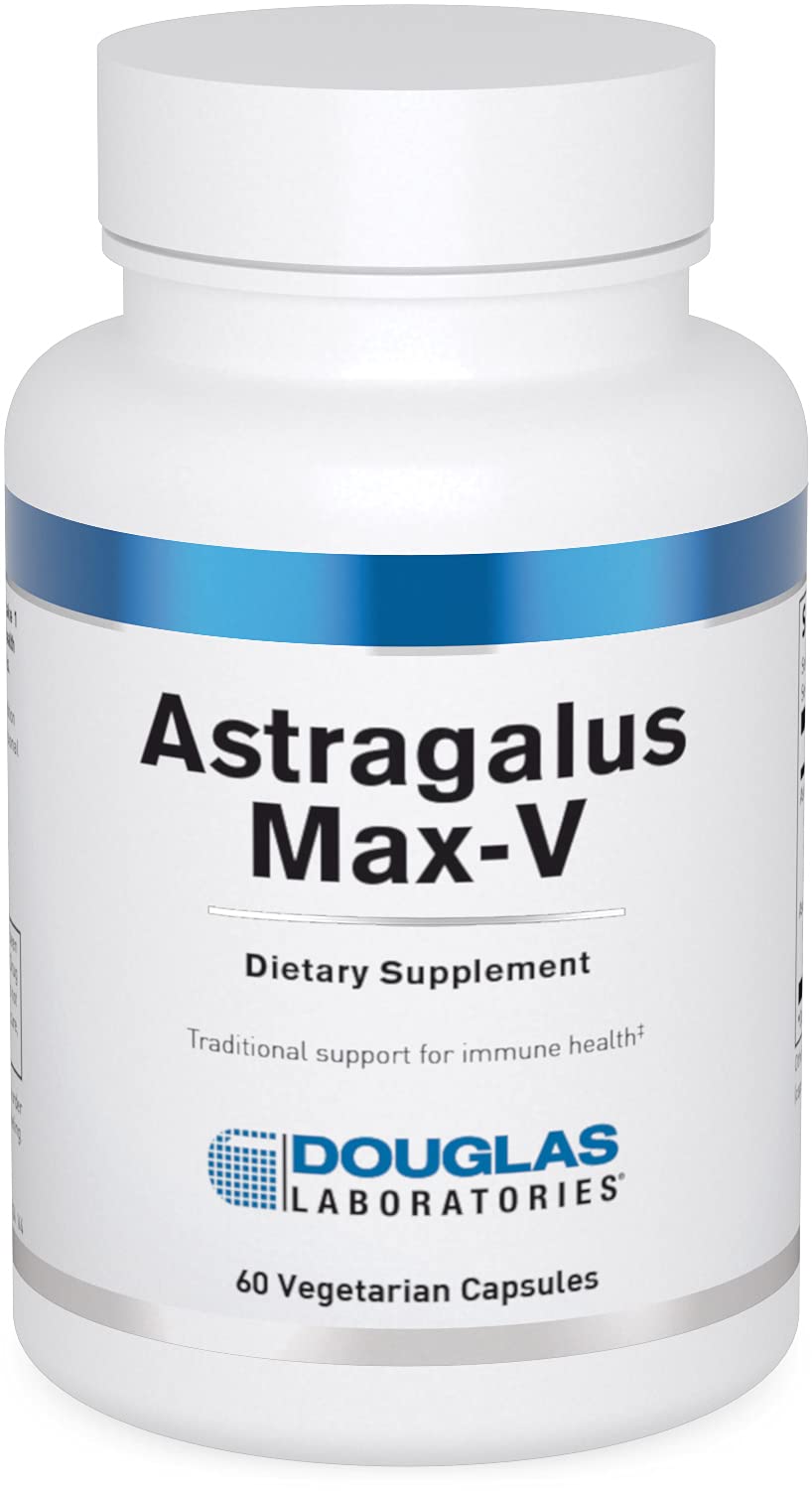 Douglas Laboratories Astragalus Max-V: bouteille visible, soutien immunitaire potentiel au quotidien.