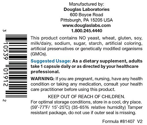 Douglas Laboratories C-1000: liste d'ingrédients claire pour connaître les nutriments.