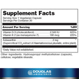 Capsules végétariennes Douglas Laboratories K2-D3 Astaxanthine, faciles à avaler