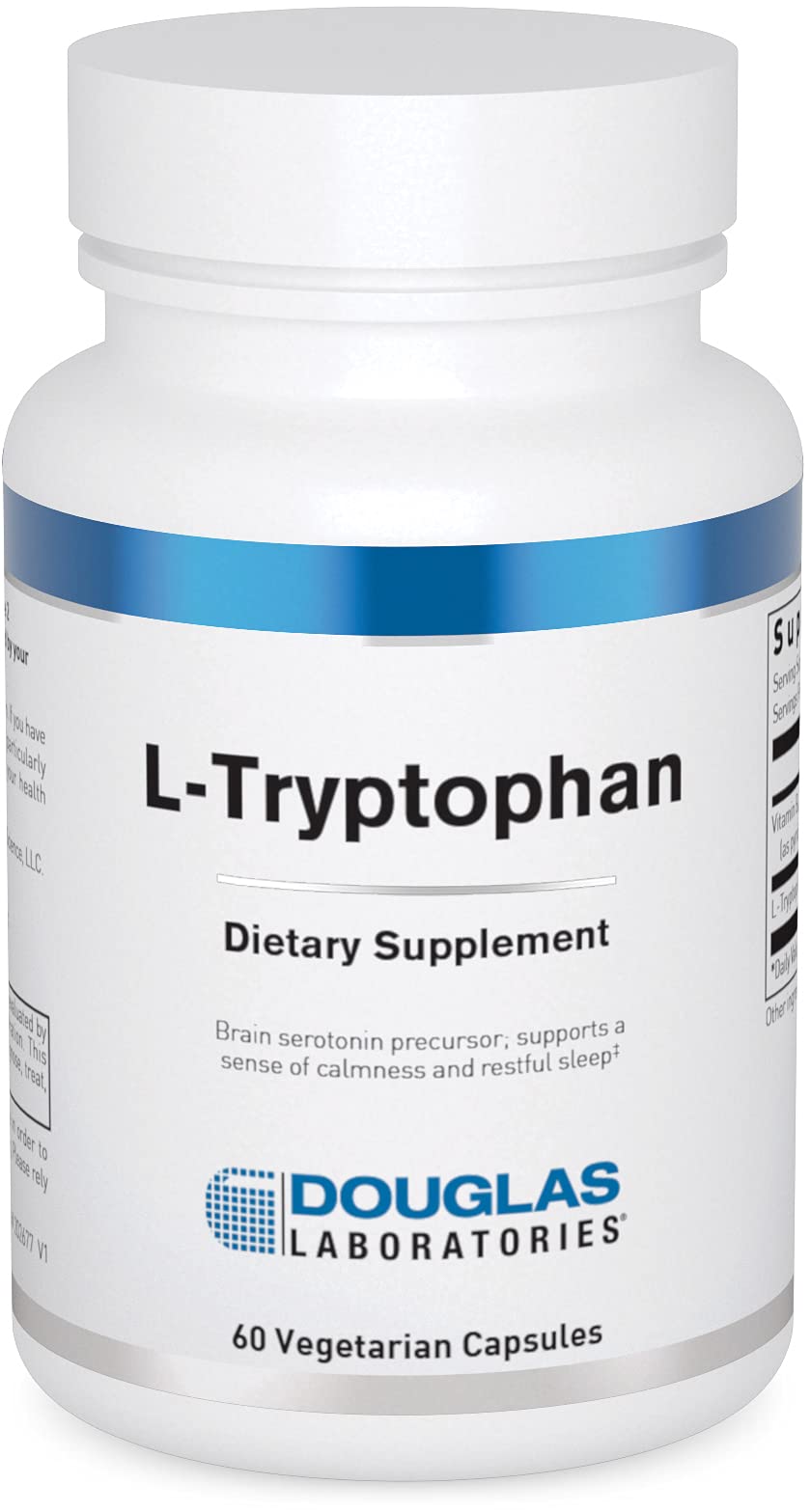 Douglas Laboratories L-Tryptophane, bouteille végétarienne, soutien potentiel au sommeil et à la sérénité nocturne.