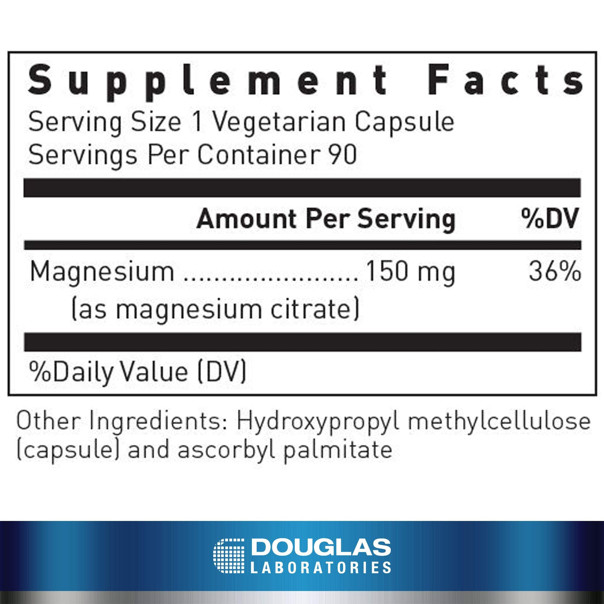Douglas Laboratories Magnésium Citrate 150 mg – capsule végétale en gros plan, digestion douce possible