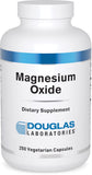 Douglas Laboratories Magnésium oxyde capsules visibles en boîte, soutien potentiel cœur et os.