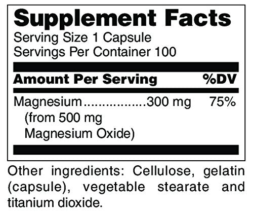 Étiquette claire Douglas Laboratories magnésium oxyde sur la bouteille indiquant les éléments