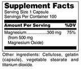 Étiquette claire Douglas Laboratories magnésium oxyde sur la bouteille indiquant les éléments