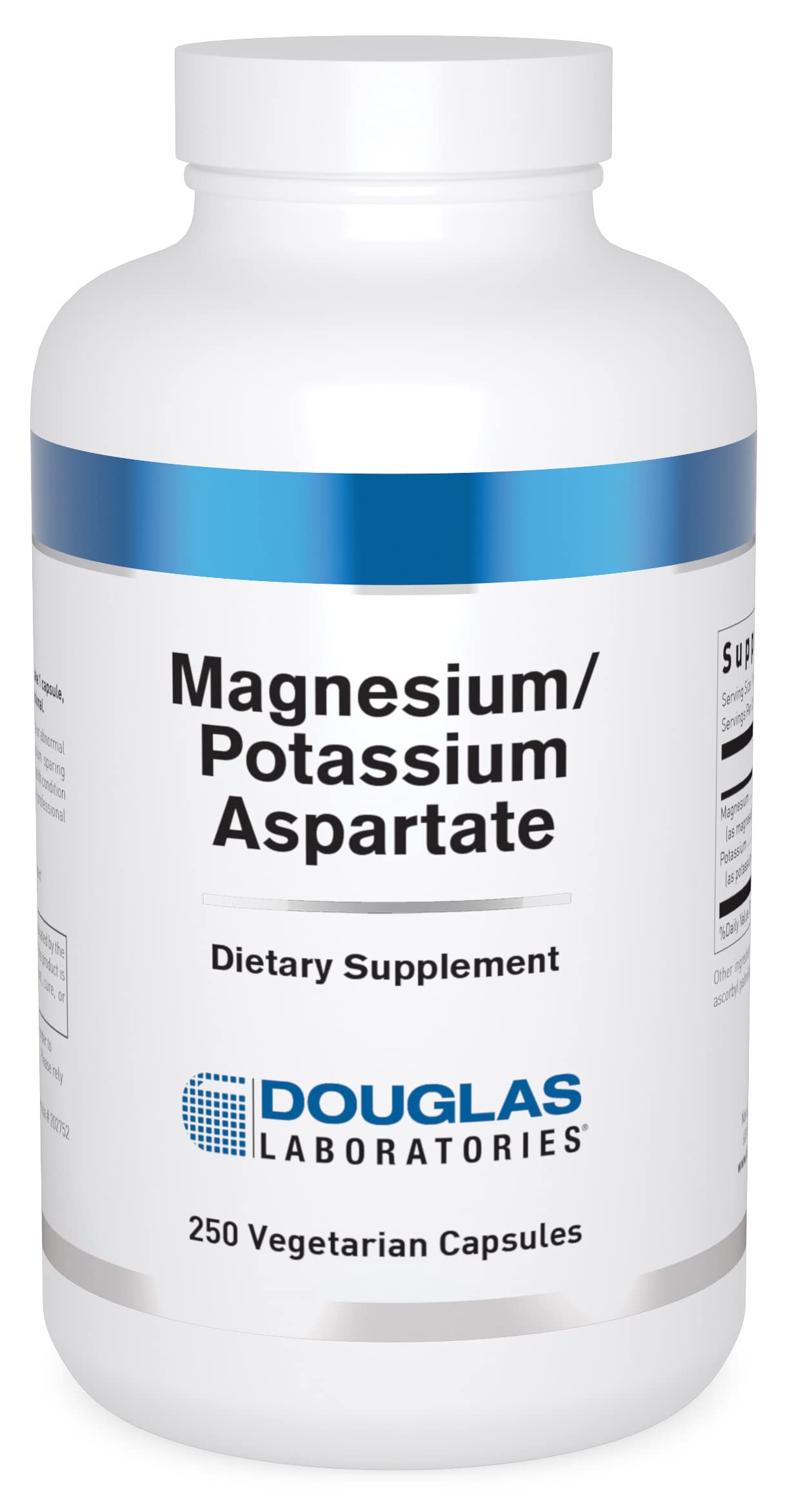 Douglas Laboratories magnésium-potassium-aspartate, bouteille 250 capsules, soutien potentiel au métabolisme cardiaque.