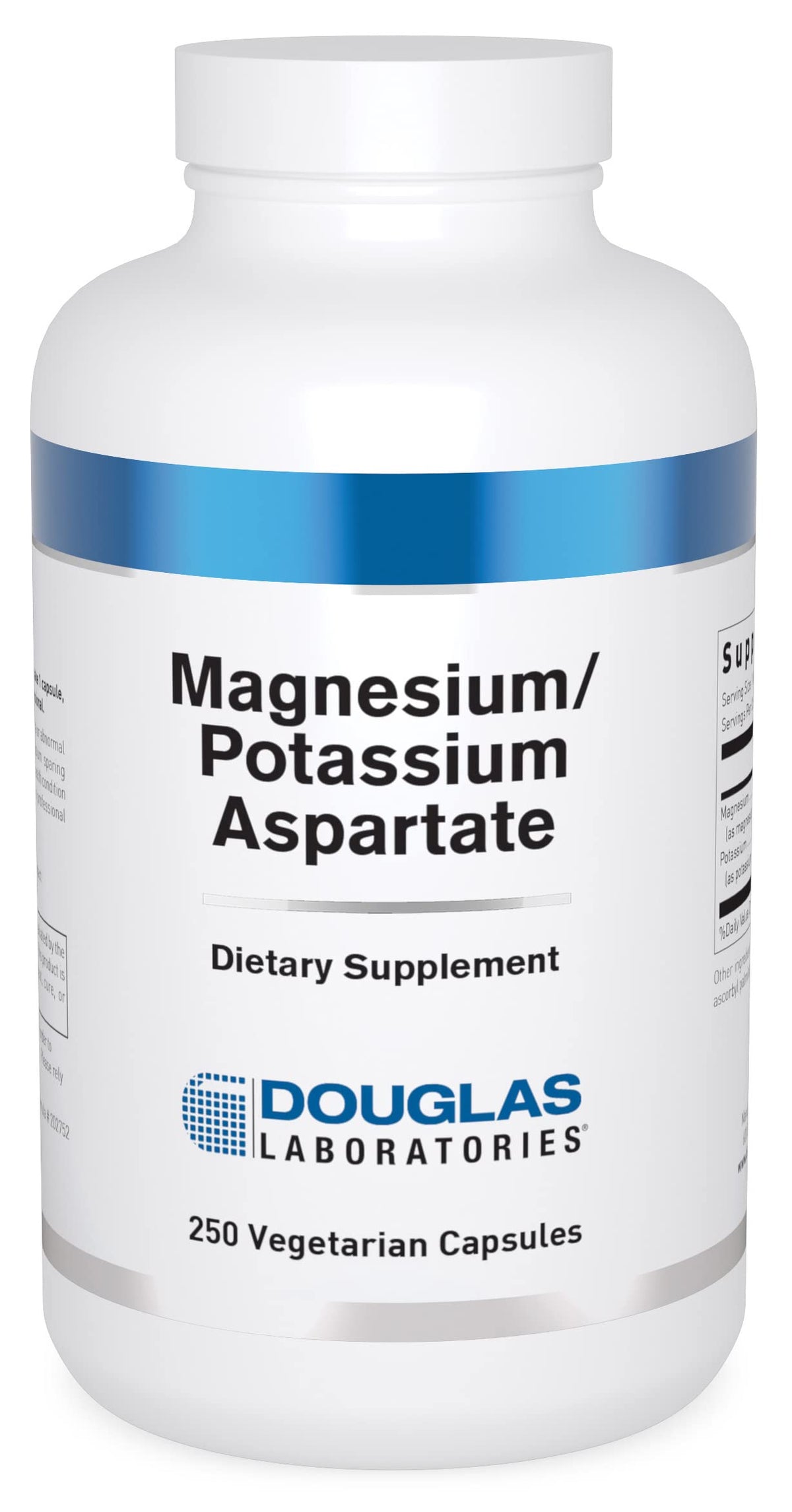Douglas Laboratories magnésium-potassium-aspartate, bouteille 250 capsules, soutien potentiel au métabolisme cardiaque.
