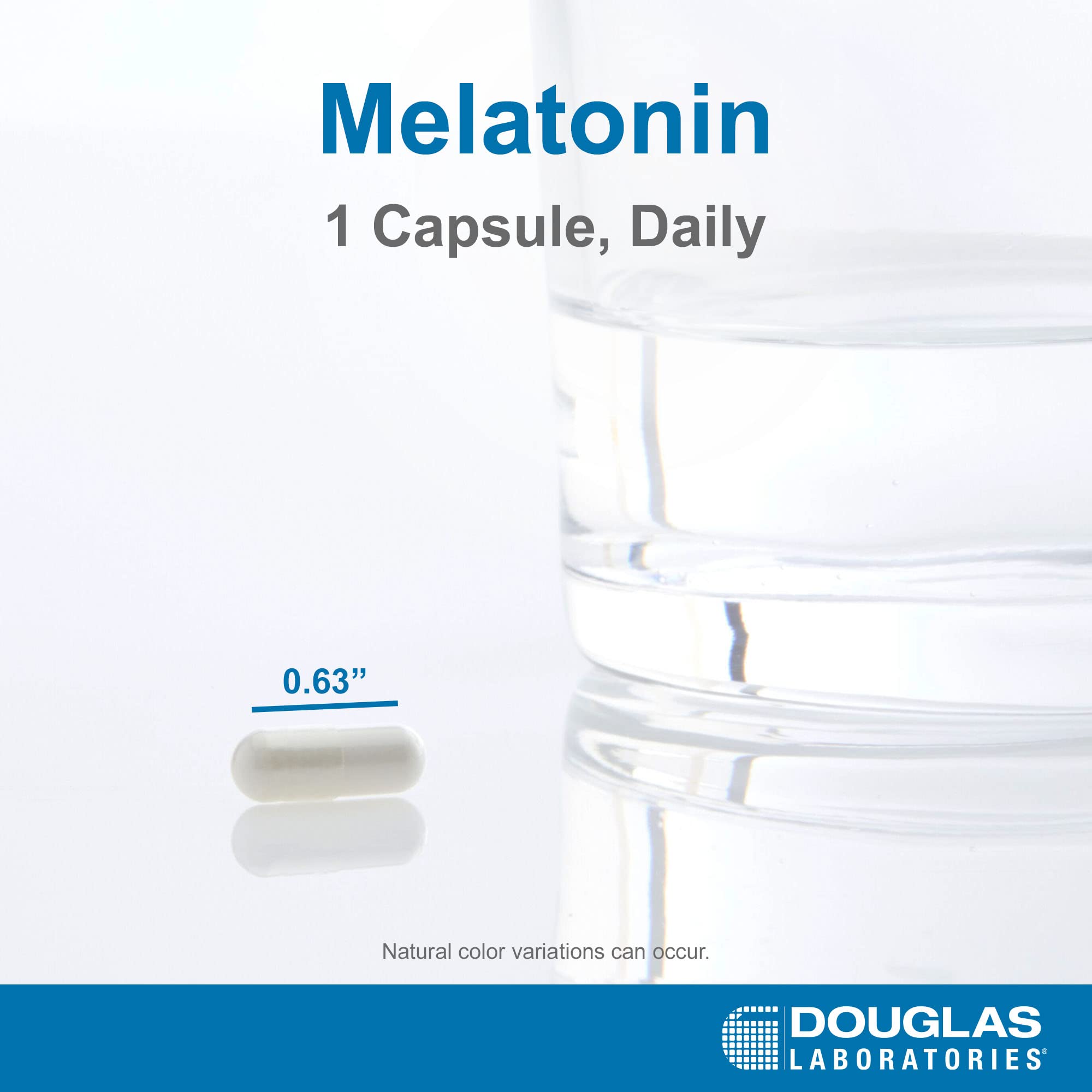 Capsules Douglas Laboratories Mélatonine, étui d'emballage élégant, soutien potentiel à la relaxation nocturne.