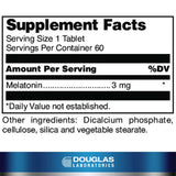 Douglas Laboratories Mélatonine 3 mg, tablettes, peut aider à réguler les rythmes nocturnes.