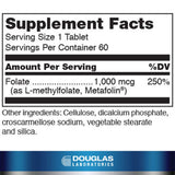 Douglas Laboratories Metafolin 1 000 μg, tablettes, absorption efficace.