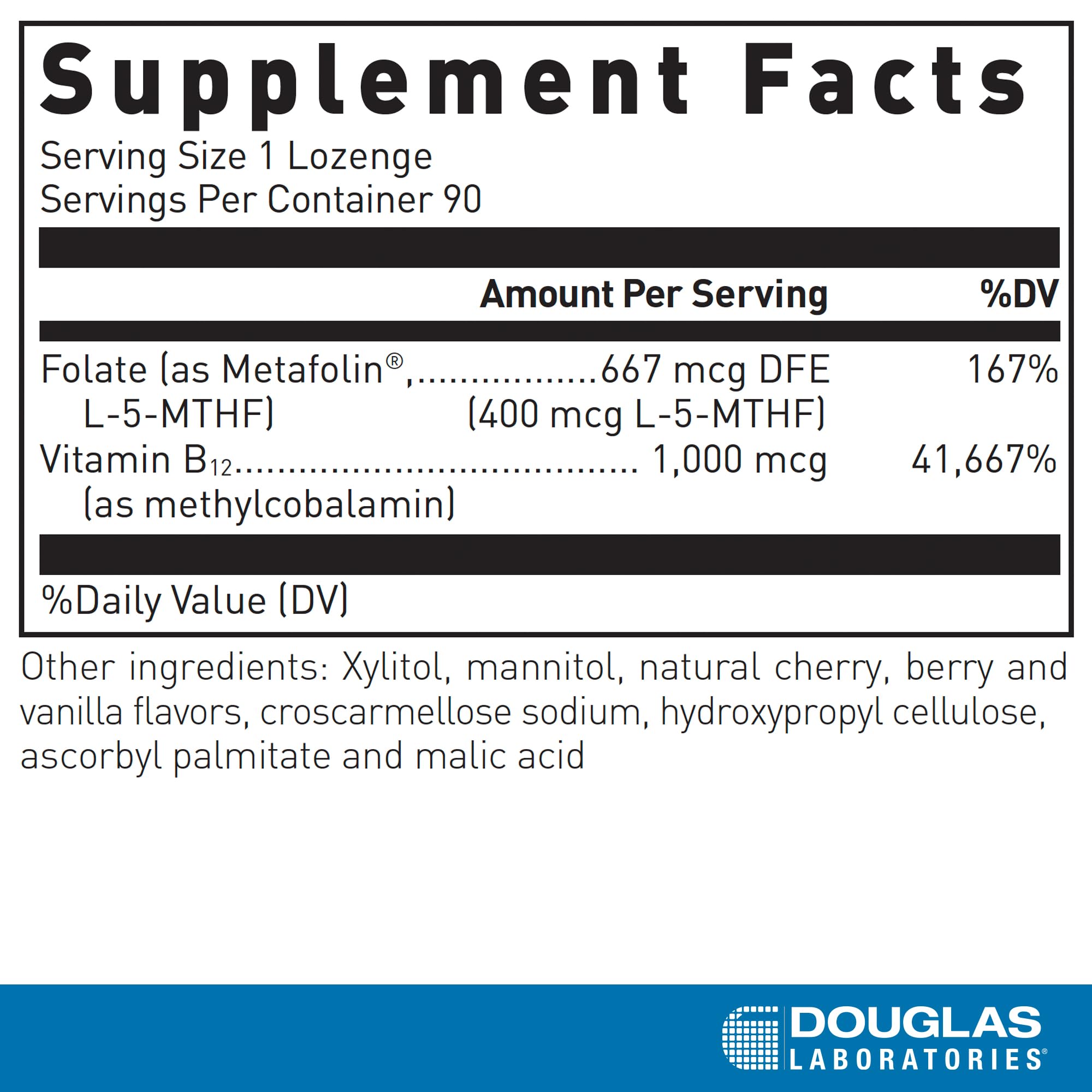 Pastilles Methyl B12 Plus de Douglas Laboratories, utilisation quotidienne pour énergie et vitalité