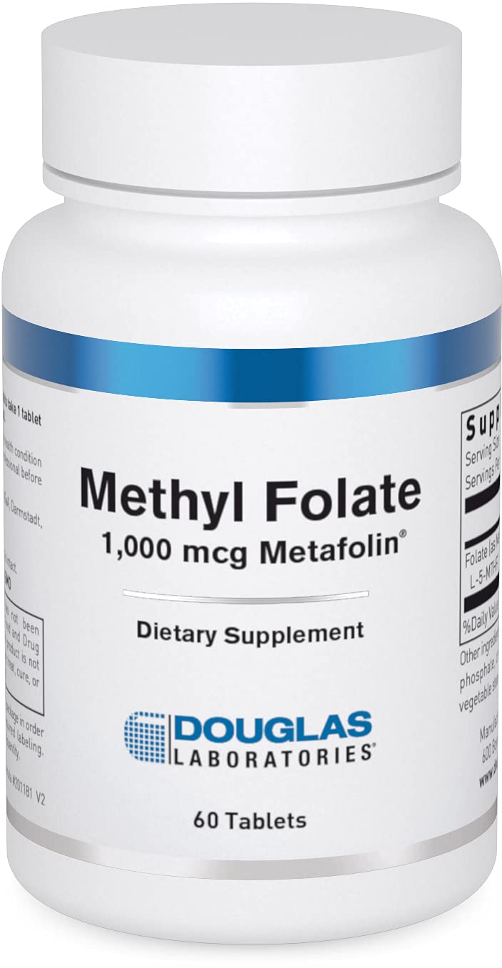 Douglas Laboratories Methyl Folate, bouteille, soutien potentiel au métabolisme de l'homocystéine.