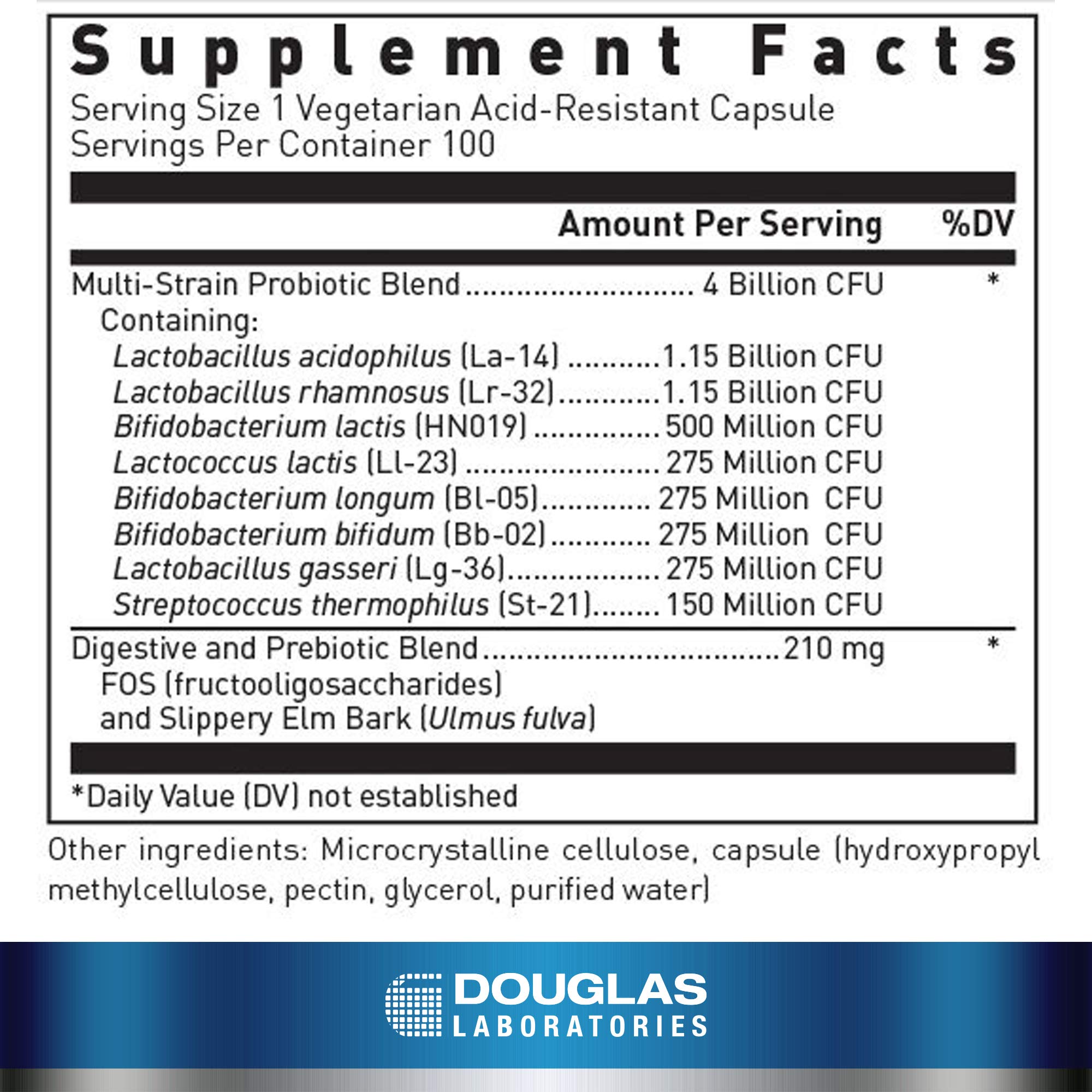Douglas Laboratories Multi-Probiotic 4 Milliards, capsules acide-résistantes