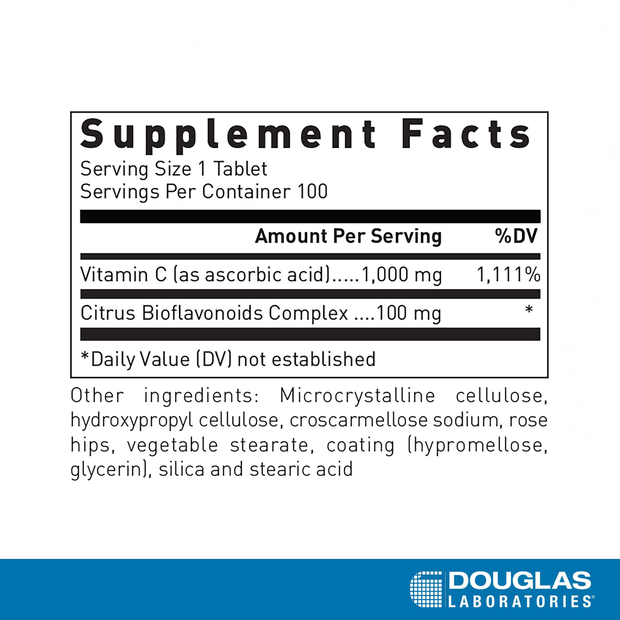 Douglas Laboratories Natural C 1000 mg — comprimés faciles à avaler pour le soutien des tissus.