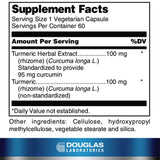 Gélules Turmeric Max-V par Douglas Laboratories, forme standardisée.