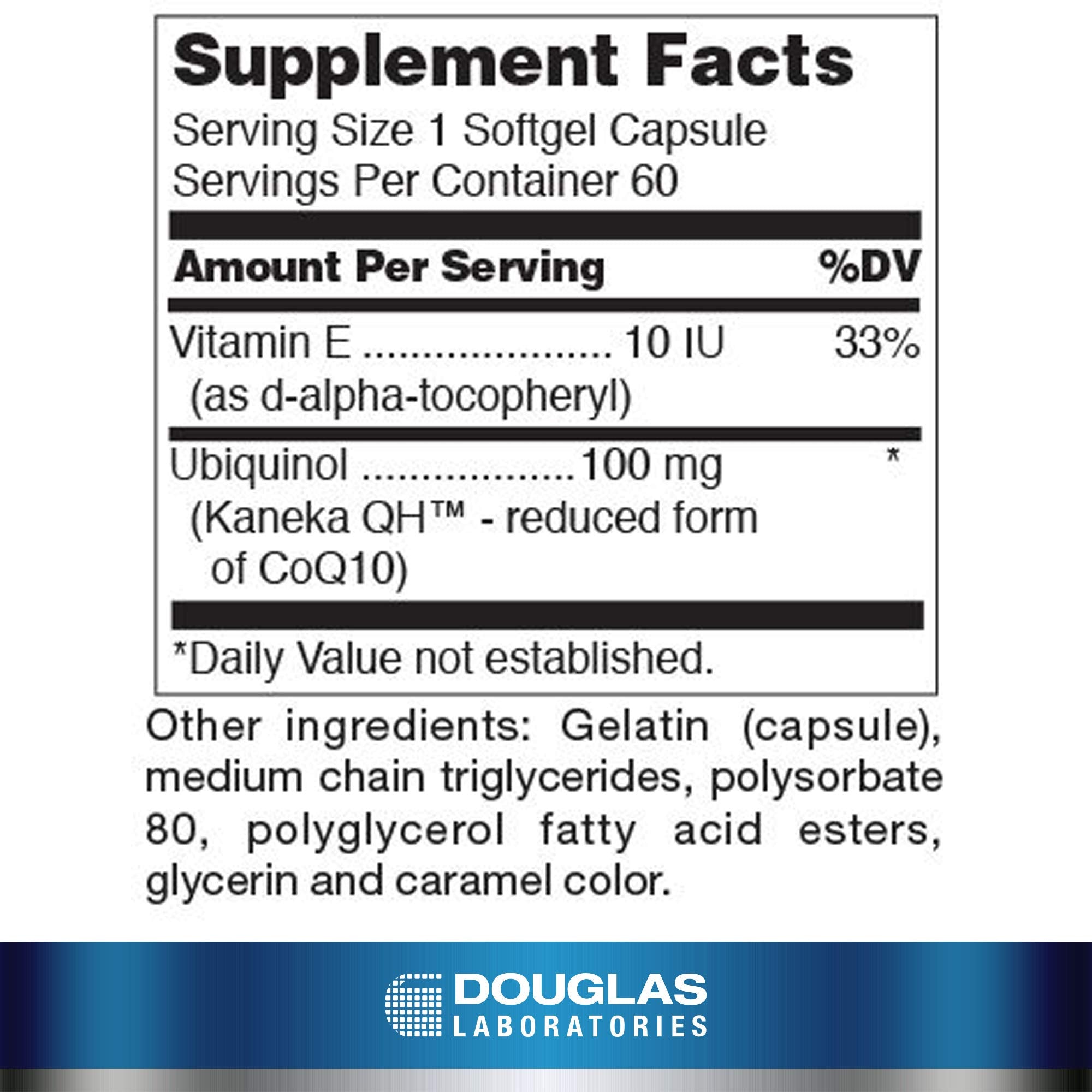 Douglas Laboratories Ubiquinol-QH, capsules-softgels, formulation réduite pour un apport quotidien pratique